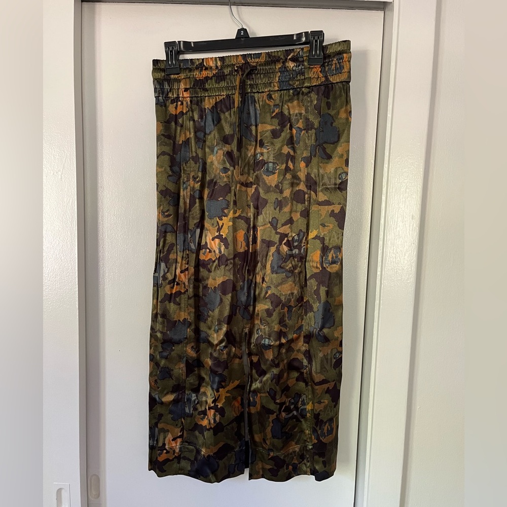 Ganni split front camo skirt